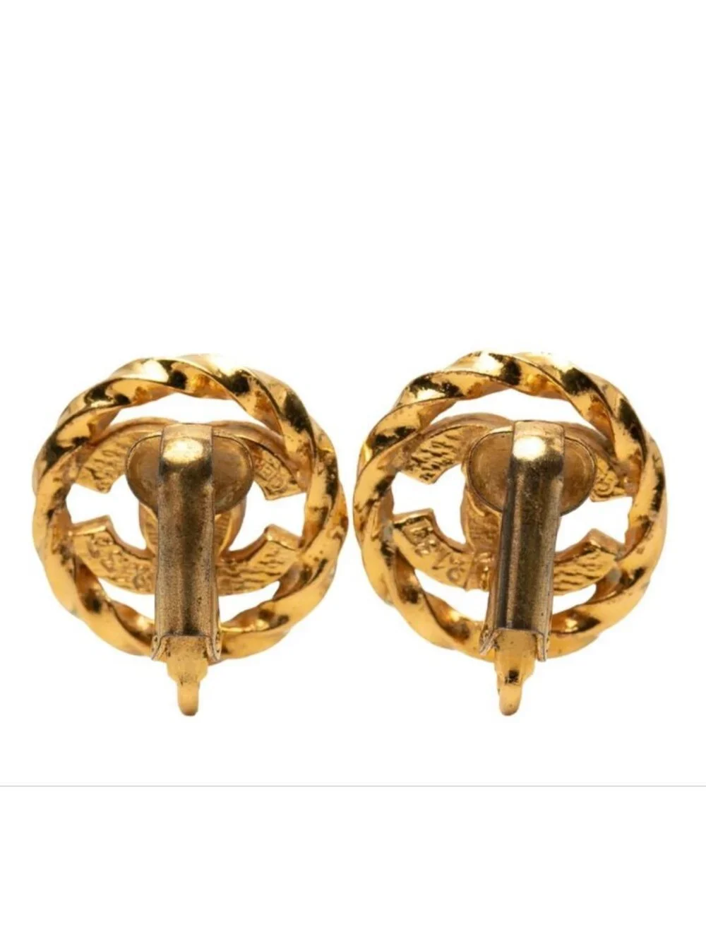 Chanel CC Logo Round Earrings
